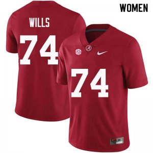 NCAA Women's Alabama Crimson Tide #74 Jedrick Wills Stitched College Nike Authentic Crimson Football Jersey CH17Y14PD